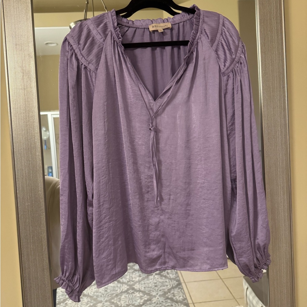 EUC Philosophy Purple Women's Satin Top -L